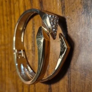 Bebe Vintage Clamper Gold-tone Rhinestone Bracelet